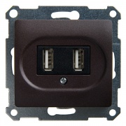 Зарядка USB 5В /1400 мА, 2 х 5В /700 мА механизм SE Glossa, шоколад