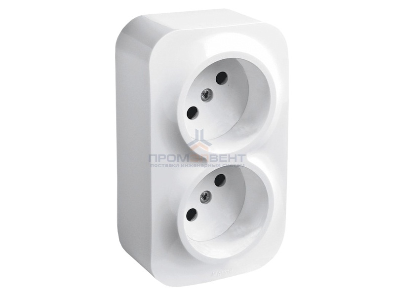 Розетка двойная Legrand Quteo без заземления белая [уп 10шт]
