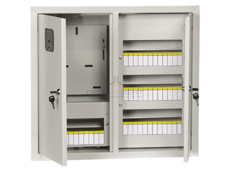 Щит металлический  ЩУРв-3/48зо-1 36 УХЛ3 IP30 на 3-фазный счетчик и 48 модулей встраиваемый ИЭК