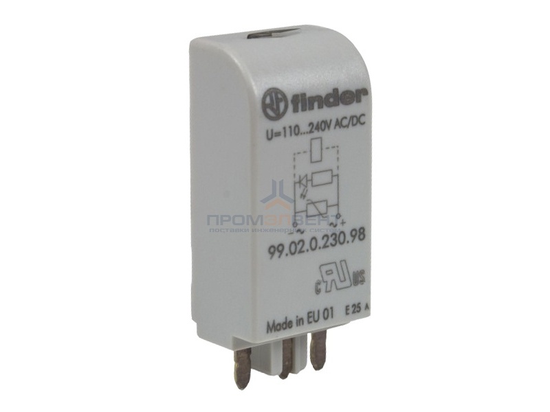 Модуль индикации и защиты Finder зеленый светодиод + варистор 110-240VAC/DC